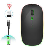 2.4GHz Wireless Mouse USB Rechargeable RBG LED Cordless Mice for PC Laptop.